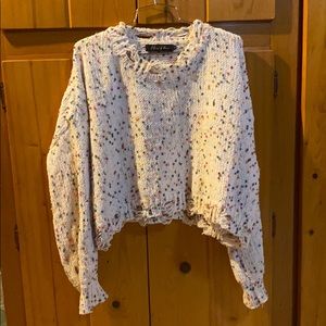 Colorful funfetti cropped distressed sweater